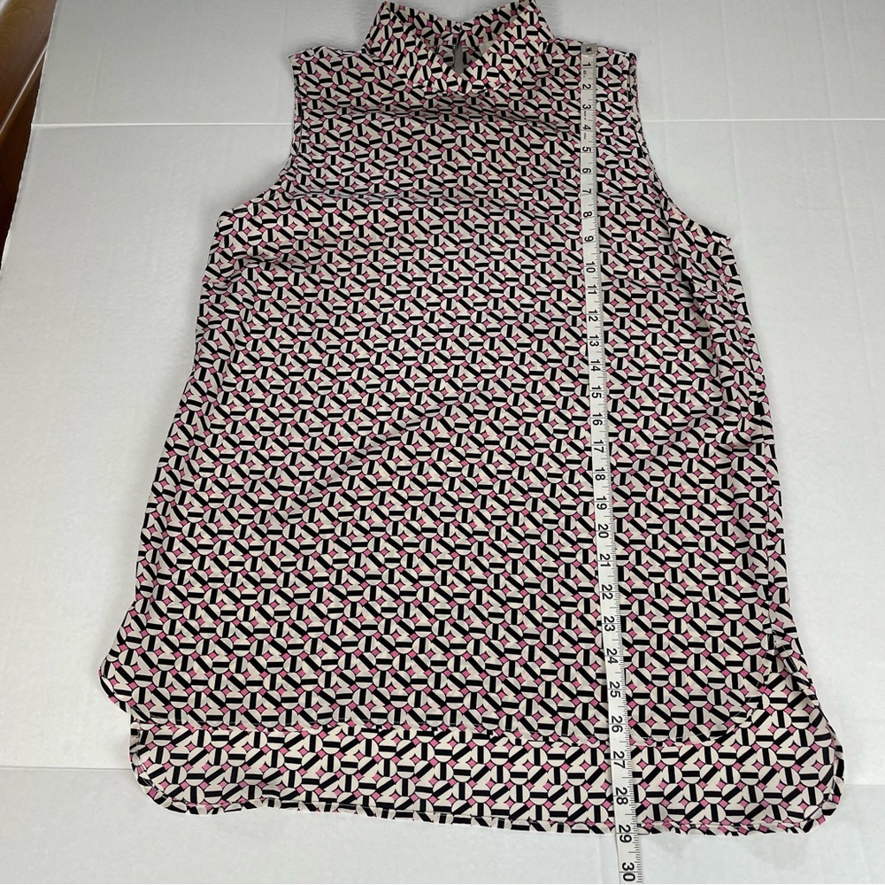 TYLER BOË Sleeveless Silk Geo Print Tank‎ Size Medium Pink Black - Picture 11 of 11